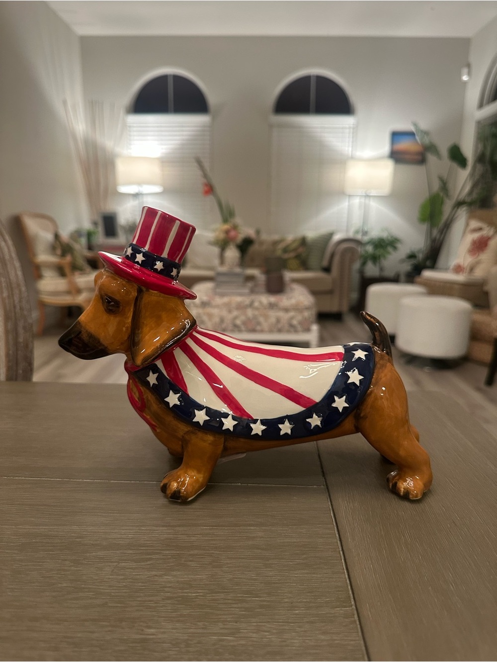 Blue Sky Patriotic Dachshund Figurine - Red, White, Blue